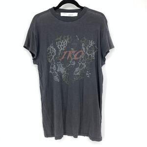 IRO Douro T-Shirt Women's Size XXS Oversized Graphic Print Dark Gray Wash